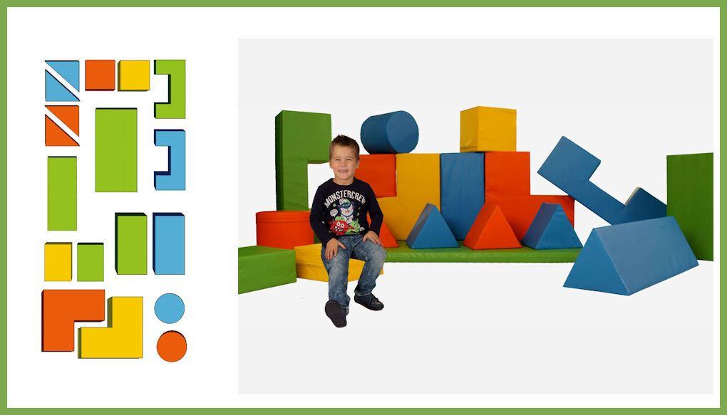 Bausteinsatz-Karo-Maxi-Bänfer - die Großbausteine MAXI für Kinder ab 4 Jahren sind die am meisten verbreiteten Baumodule