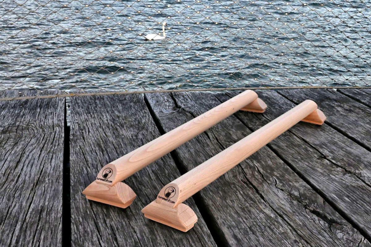 Handstandbarren Parallettes LONG gehen gerne auf Reisen: ob sportlicher Wettbewerb oder... Urlaub.