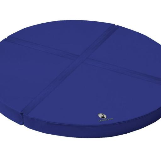 Runde Weichbodenmatte - dunkelblau - die Matte besteht aus 4 Einzelteilen und wird mit Klettstreifen verbunden