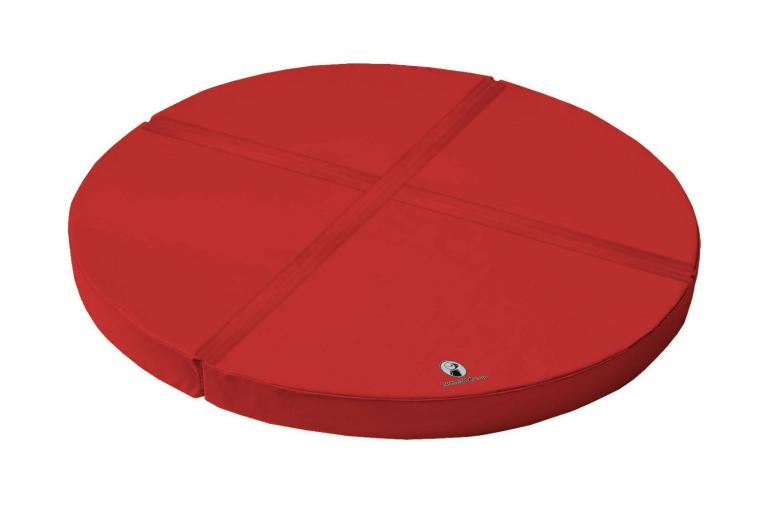 Runde Weichbodenmatte - rot - die Matte besteht aus 4 Einzelteilen und wird mit Klettstreifen verbunden