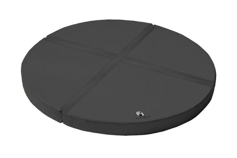 Runde Weichbodenmatte - schwarz - die Matte besteht aus 4 Einzelteilen und wird mit Klettstreifen verbunden